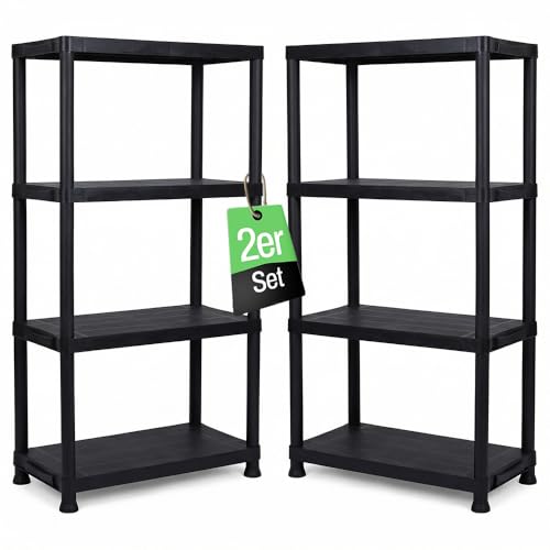 Schwerlastregal, 2er Set, Kellerregal, Lagerregal, Steckregal, 131 x 60 x 30 cm, jeweils bis 80 kg belastbar und 4 Ablagen