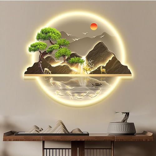 Sculptures murales 3D en métal avec éclairage LED salon