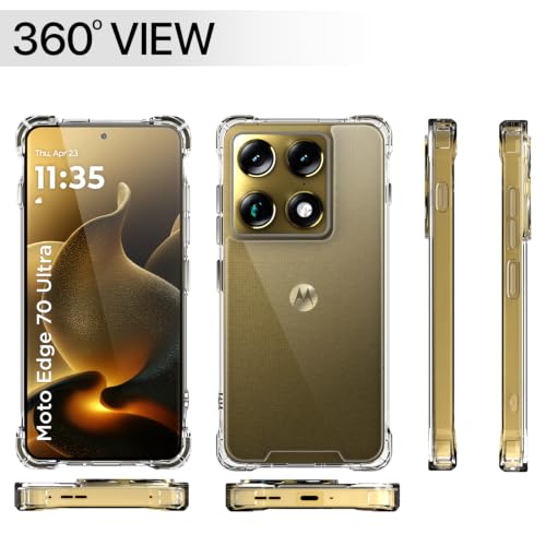 Image of Outlouders Back Cover for Motorola Moto Edge 70 Ultra 5G Clear Transparent PC + TPU Bumper Case with Raised Edges for Shockproof Protection (Transparent)