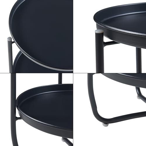 Table basse ronde design intemporel en acier noir pour intérieur - 6