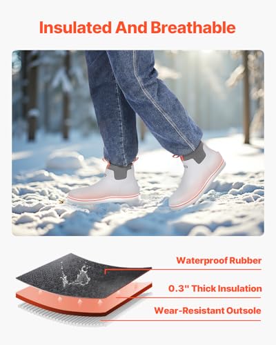 VEVOR Men's Deck Waterproof Fishing Rain, Anti-Slip Ankle Rubber Outdoor Work Shoes, Gardening Insulated Mud Boots Footwear, Lightweight & Durable, for Manufacturing, Farming, Size 9 US4