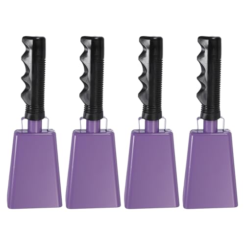Cloches à vache pour football de 9 pouces PATIKIL | Lot de 4 cloches violettes avec poignée