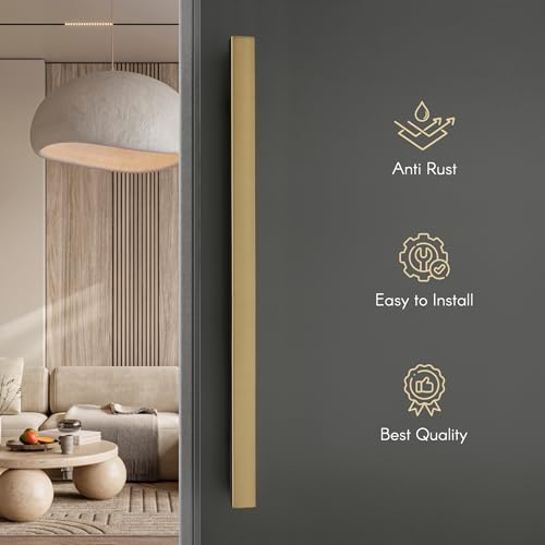 Image of LAPO Pull Push Handle for Main Entrance | 24 Inch Stainless Steel Pull Handle | Gold Finish | Supports 30-100mm Door Thickness |Ideal for Wooden & Glass Doors| 3 Years Warranty