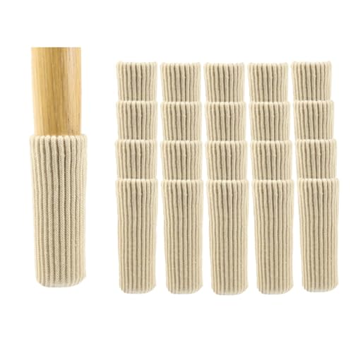 Xing Xing Lian Chair Leg Floor Protectors Beige Knitted Furniture Socks - Premium Non-Slip Chair Feet Covers for Scratch-Free Hardwood Floor Protection 20 Piece Set