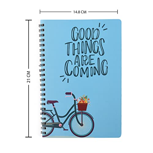 Image of Papboo A5 Handy, Easy to Carry,Dreams, Good Things Spiral Wiro Notebook : 100 GSM Natural Shade Paper, Dot Grid, 120 Pages, Journal, Diary, Gift