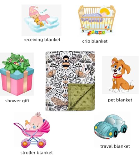 Image of Baby Blanket, Soft Minky Warm Blanket for Boy or Girl, Receiving Blanket with Double Layer Dotted Backing for Newborns Nursery Stroller Toddlers Crib Bedding (30 x 40 Inch) Sunflower (Bees)