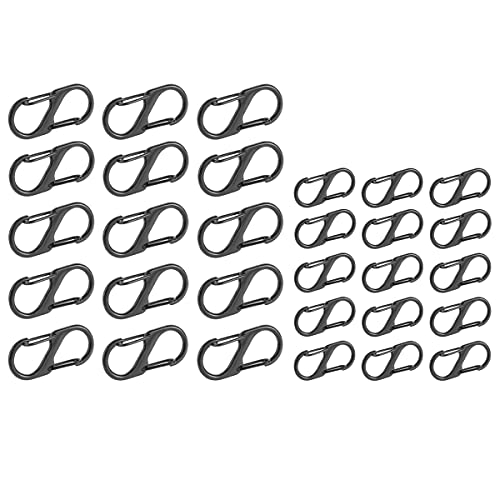 Jrzyhi Lot de 30 Mini mousquetons Boucle Ressort Sac à Dos fermoirs à Ressort Mousqueton Attache-Mousqueton Mousqueton Porte-clés pour Camping extérieur Cover