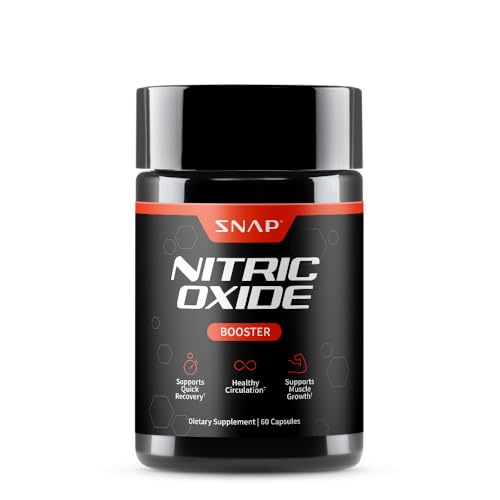 Snap Supplements Nitric Oxide Supplement with L-Arginine to Support Energy, Quick Recovery, Heart Health, Muscle Growth & Circulation, 60 Vegetarian Capsules (1 Month Supply)