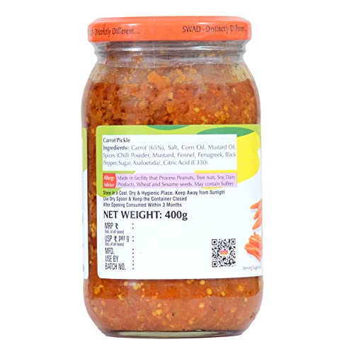 Image of SWAD Delicious and Tangy Carrot Pickle /Gajar Ka Achaar - 400 Gm (Pack of 1)