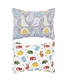 ALVABABY Toddler Pillowcases 2 Pack Organic Cotton Kids Pillow Cover Fit 13"x 18" or 14"x19" Envelope for Girl Boy Sleepy Travel Dinosaurs 2TPW36-CA