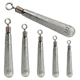 Reaction Tackle Pesi Drop Shot in Tungsteno - Piombini da Pesca per Bass Fishing Dropshot Rig - Peso Dropshot Tungsteno Sottile con Dimensione Stampata su Tutti i Pesi (Argento, Sottile, 3/8) - Da