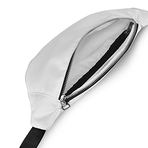 Image of Unisex Waist Pack Travel Handy Hiking Zip Pouch Elegant Style Document Money Phone Belt Sport Bag Bum Bag for Men and Women Nylon Adjustable Strap (Snow White Metal Zip)