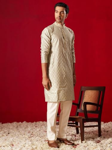 Image of VASTRAMAY Men's Silk Blend Kurta and Pyjama Set