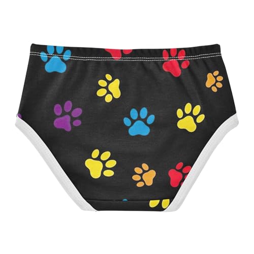 Multicolored Dog Paw Prints Black Little Girl Panties Toddlers Underwear Floral Cotton Florals Underpants Briefs 2t2