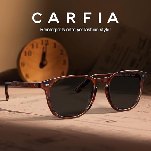 Image of CARFIA Retro Cool Acetate Polarized Sunglasses for Men UV Protection, Outdoor Fashion Driving Eyewears Male Square Sunnies