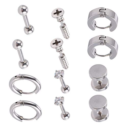 KESYOO 6 pares de brincos de aço inoxidável punk unissex piercing piercing de orelha, acessório para