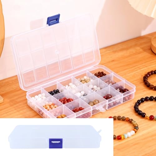 DUZEPA 6 Stück Sortierboxen aus Kunststoff, transparente Sortimentsbox, Sortierbox mit verstellbaren Trennwänden für Kleinteile, Perlen, Schrauben, Bürobedarf