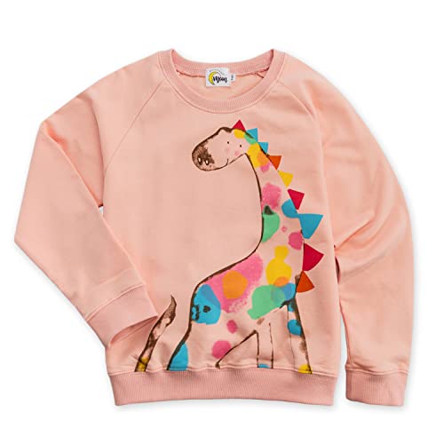 Moon Under the Bridge Girls' Cotton Crewneck Sweatshirt Jumper T-shirt Pink Diplodocus 3-4 Years