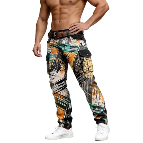 Pantalon géométrique avec deux poches avant le style cargo rétro réinventé