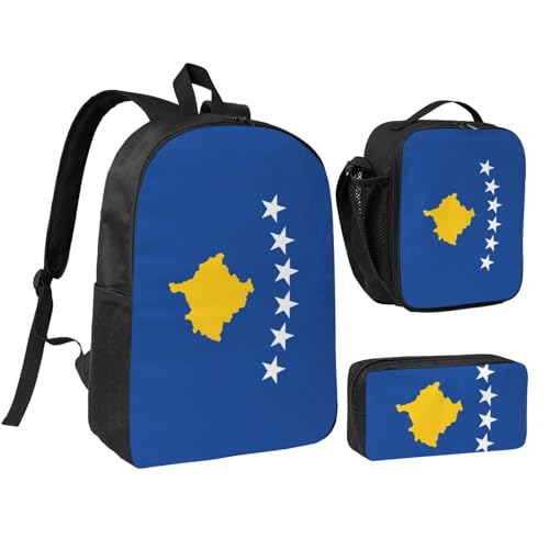 Sac à dos Kosovo 3 en 1 avec trousse et sac à lunch 43,2 cm pour étudiant et voyageur