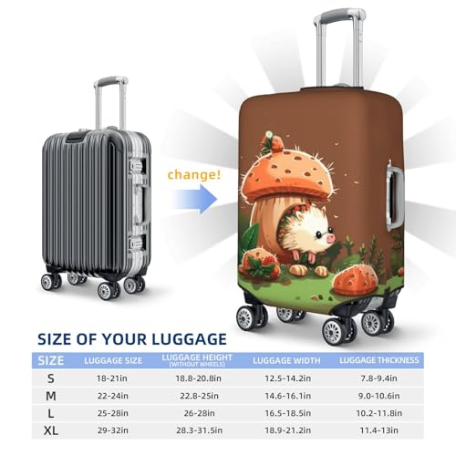 Travel Luggage Cover Hedgehog and mushroom Suitcase Protector Elastic Washable Stretch Suitcase Protector Anti-Scratch Travel Suitcase Cover Fit 18-32 Inch Luggage2