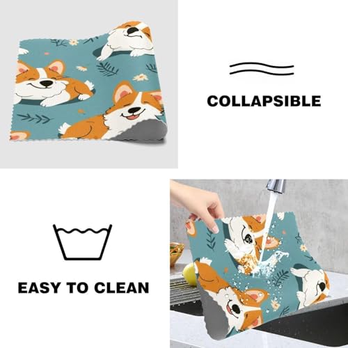 Set de table corgi lavable en tissu Oxford résistant pour repas