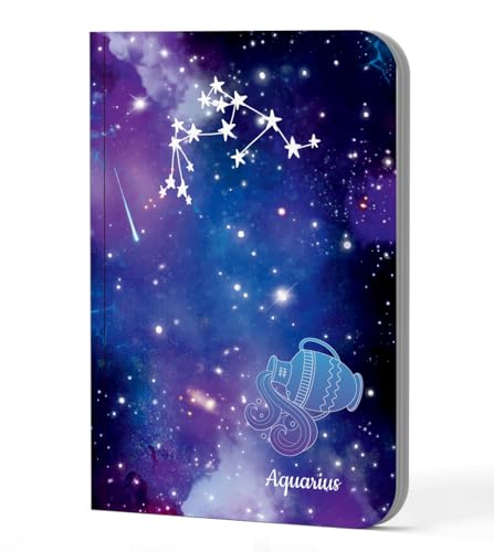 Image of AccuPrints A5 Premium Soft Bound Notebook Size 5.8 * 8.25 inches Diary for Girls and Women (144 Ruled Pages with planner, 80 GSM) (Aquarius zodiac signs)