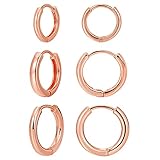 3 pares de pendientes de aro chapados en oro de 14 quilates para mujer, pendientes de aro de oro minimalista, simples 3 tamaños de aro para mujeres y hombres, regalo de oro y plata