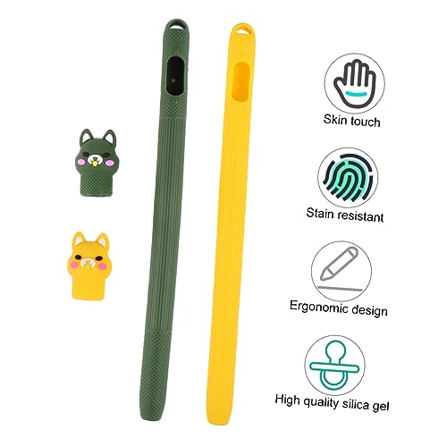 Custodia Protettiva Con Punta Per Matita Da 2 Pezzi Per Penna Stilo Per Tablet Per silicone verde