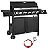 Produktbild Ribelli Gasgrill Grillwagen BBQ Edelstahl-Brenner + Seitenkocher Gas Grill Schwarz für Party, Garten Camping (6+1 Gasgrill)
