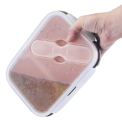 - Recipiente para la preparación de alimentos – de viaje plegable – Caja de silicona con dos compartimentos | Ahorro de espacio, horno microondas, plegable, vida útil