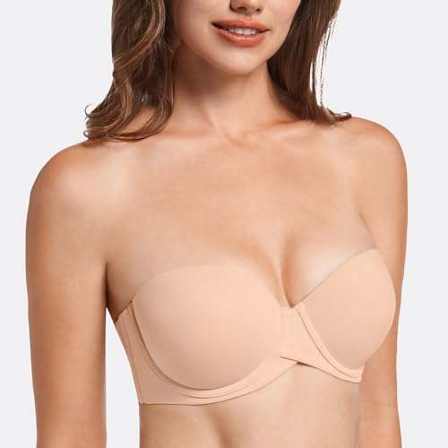 MELENECA Heavy Padded Push Up with Lift Multiway Underwire Strapless Bra for Women4