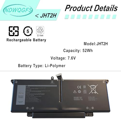 Image of JHT2H 52Wh Laptop Battery for Dell Latitude 7310 7410 Latitude 7410 Chromebook Enterprise P34S Series 7.6V 52Wh Replacement for 04V5X2 HRGYV WY9MP 35J09 0YJ9RP