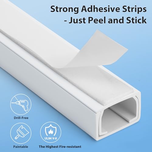 image for Cord Hider Wall for One Cord 68in (4X L17in), ZhiYo Cord Covers for Wi