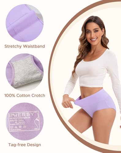 Image of Innersy Women's 5 Pack High Waist Tummy Control Solid Color Cotton Briefs Panties