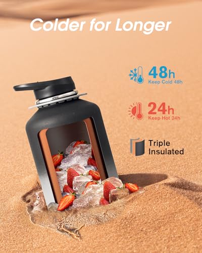 Image of Coolflask Half Gallon Water Bottle Insulated Stainless Steel with Strap