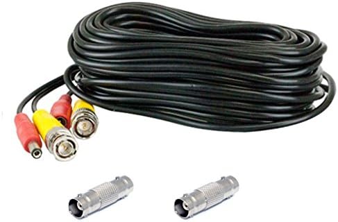 60 feet Pre-Made All-in-One BNC Video and Power Cable with Connector for Surveillance CCTV Security Camera Video System, Black