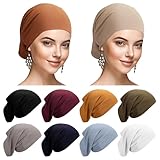 Chicingyou 10 Pieces Cotton Hijab Undercap for Women Scarf Inner Hijab Cap Chemo Headwear Chemotherapy Headwear Islam Muslim Under Scarf Turban Unisex Soft Hat Stretch Bonnet Tube Cap