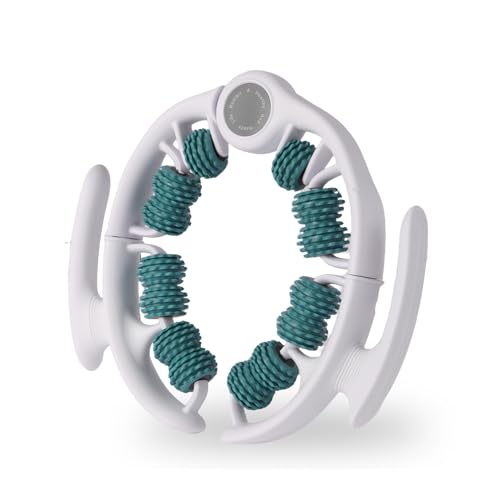 Qkiky Cellulite Massage Tool Lymphatic Drainage Massager for Thighs & Legs & Buttocks Anti Cellulite Roller with Detachable Handles Fascia Massage Tool for Contoured & Smoother Skin White-Green