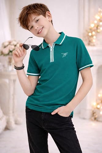 Image of TotzTouch Boys Premium Polo Collar Tshirt Combo with Zipper Closure Color White & Black Age 6 Years to 15 Years