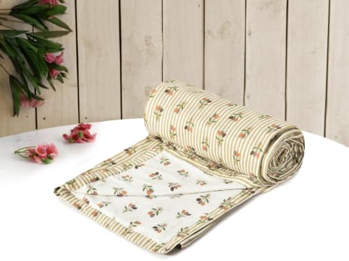 Image of Amazon Brand - Umi Double Bed Dohar Blanket Cotton 160 TC | AC Quilt 84x96 Inches | Three Layer Soft Lightweight Comforter | Trendy Elegant Bedspread