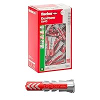 Fischer DuoPower Dübel, 8 x 40 mm, für Mauern, Lochstein, Gipskarton, 537641, 100 Stück