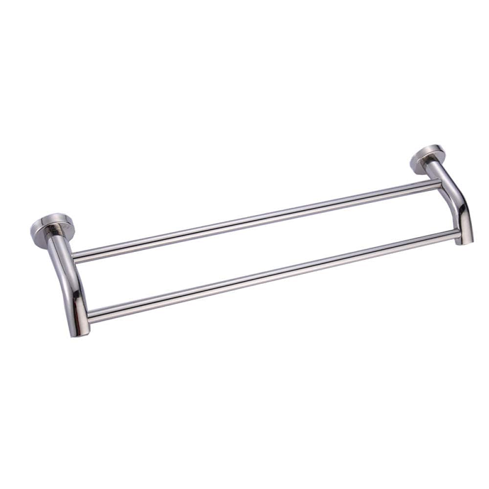 Porte-serviettes de bain mural double barre 80x15cm en acier brillant chrome