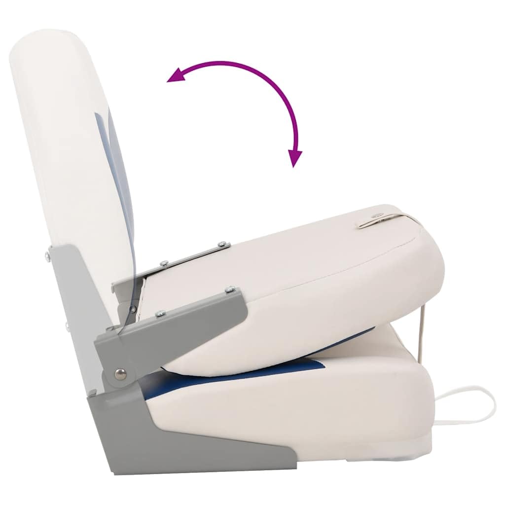 vidaXL Asiento Plegable para Barco 1 Juego con cojín Blanco y Azul, Silla de Barco, Asiento de Barco de capitán, Silla de Barco Plegable