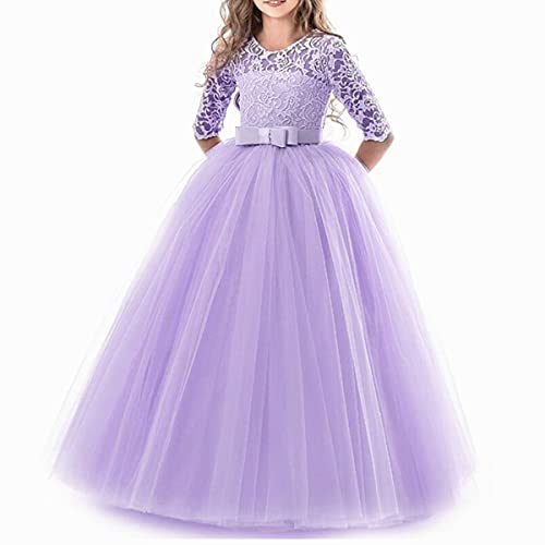 TTYAOVO Girls EmbroidePurple Prom Gowns Luxury Wedding Birthday Party Princess Long Dresses Size(170) 14-15 Years Purple
