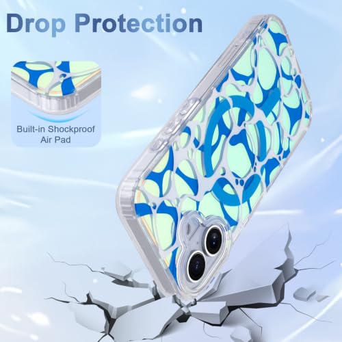 Image of AIGOMARA Cute Case for iPhone 17 Case for Women Girls [Compatible with Magsafe] Twilight Sea Surface Pattern Design, Clear Aesthetic Summer Magnetic Protective Phone Cover, Iridescent Blue