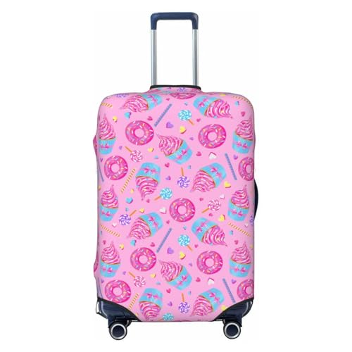 Donuts Print Luggage Cover For Suitcase,Washable Elastic Travel Suitcase Protector With Zipper Closure And Bottom Buckle – Fits 18-32