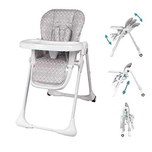 Bambisol - Chaise Haute Bébé Évolutive Pliable - Dossier Inclinable, 7 Hauteurs d'Assise, Repose-jambes Réglable, Roulettes