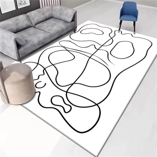 Alfombra de salón 180x280 cm con rayas geométricas modernas en color blanco RUGMRZ 2