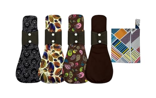 Image of 5pcs Set 1pcs Mini Wet Bag + 4 Pieces 14 Inch Overnight Charcoal Bamboo Mama Cloth /Menstrual Pads /Reusable Sanitary Pads (Corn Field)
